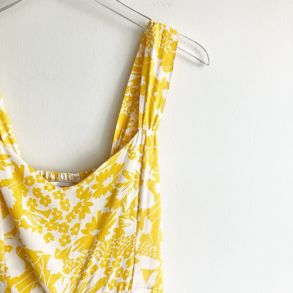 Faithfull the Brand Size 4 Kabash Jumpsuit Romper Yellow Floral Print Ruffle - Picture 6 of 13